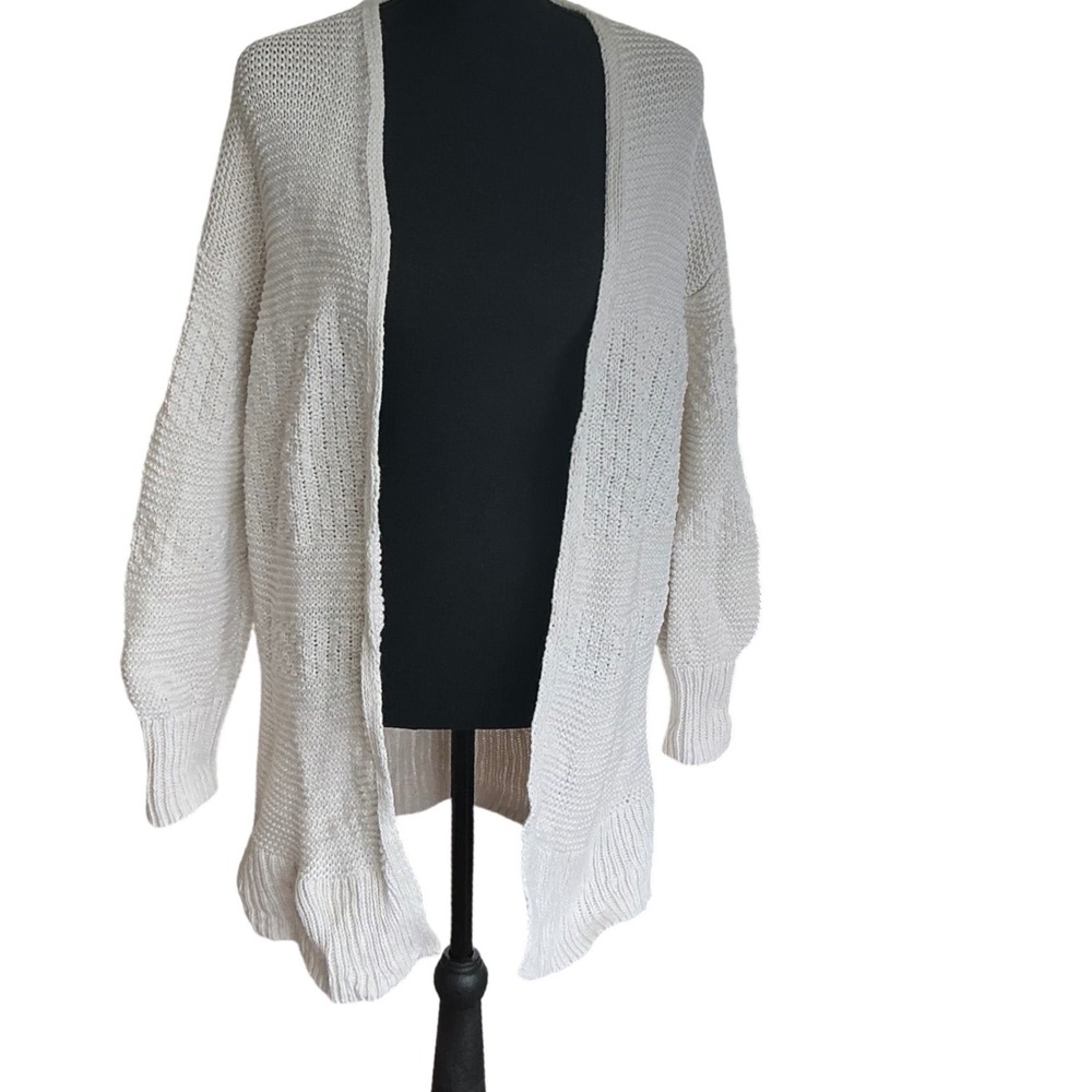 Gap For Good Textured Open Front Cardigan Sweater Cream White Chunky Knit Small